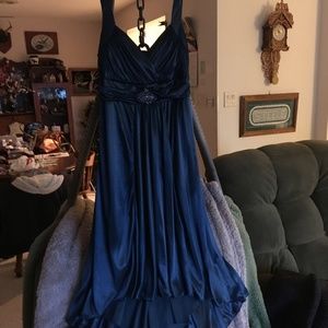 Teal  Satin Cocktail Dress with Bead Embellishment